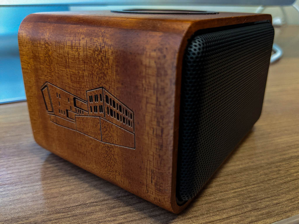 Capitol Federal Hall building graphic, on a Bluetooth speaker.