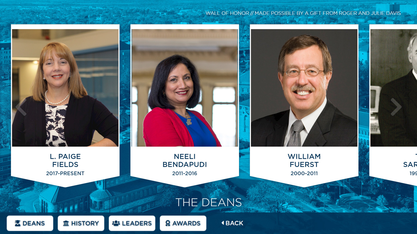 The Wall of Honor dean index page