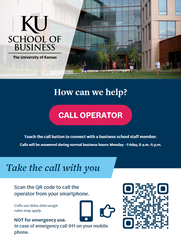 Business school video call kiosk page